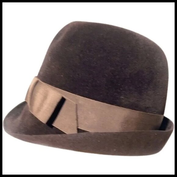 Vintage Mod Brown Hat Fur Felt for Fall & Winter, 1960s Carnaby Fashion - Picture 4 of 14